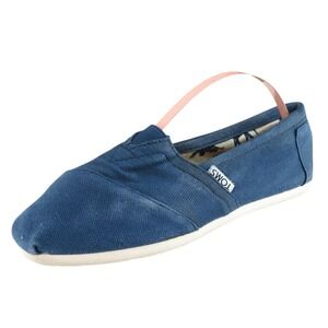 Toms Women Sz 5‎ M Blue Flat Fabric Shoes